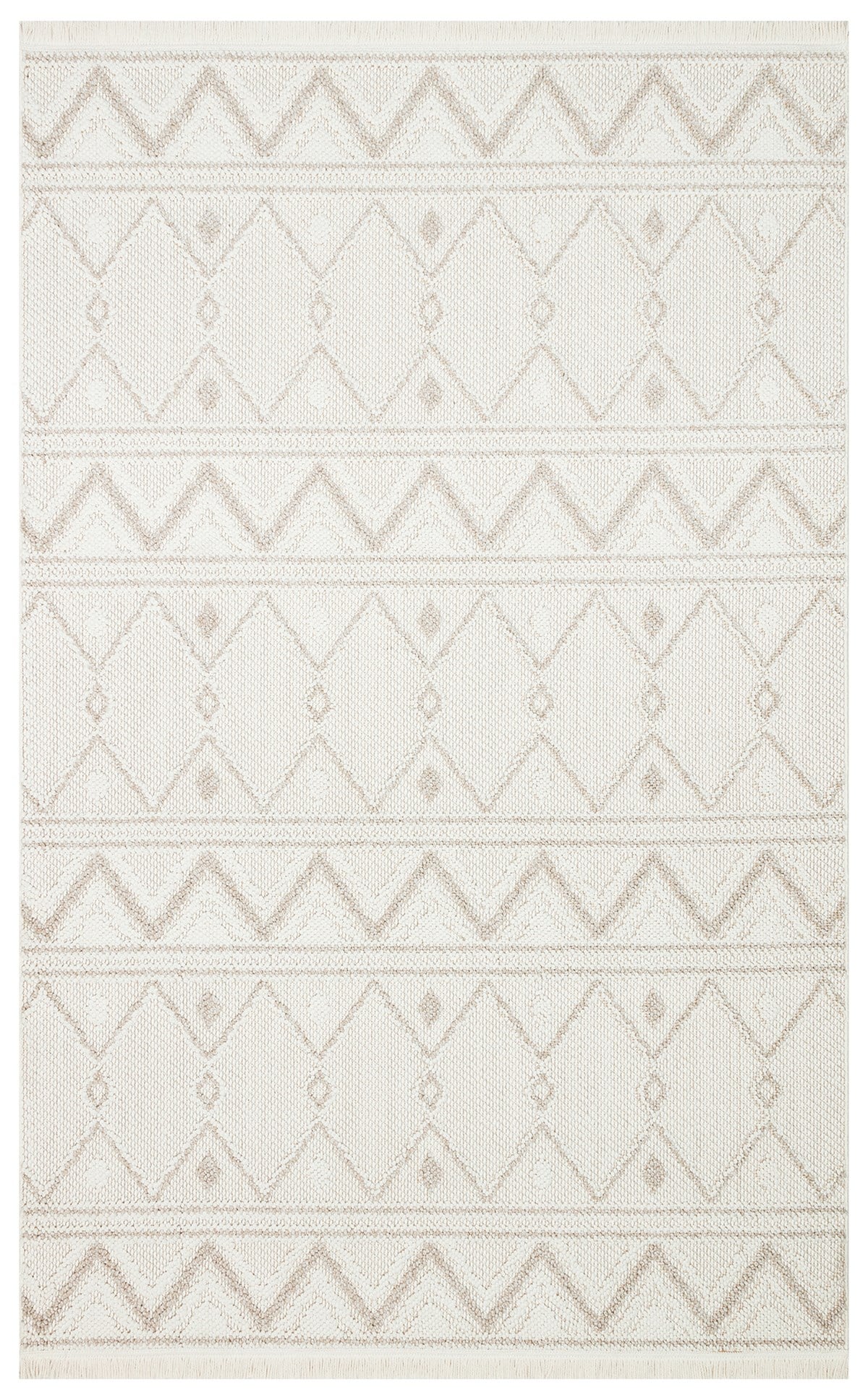 MOTTO MOT 03 WHITE BEIGE  Yumuşak Tuşeli Örgü Dokuma Modern Makine Halısı