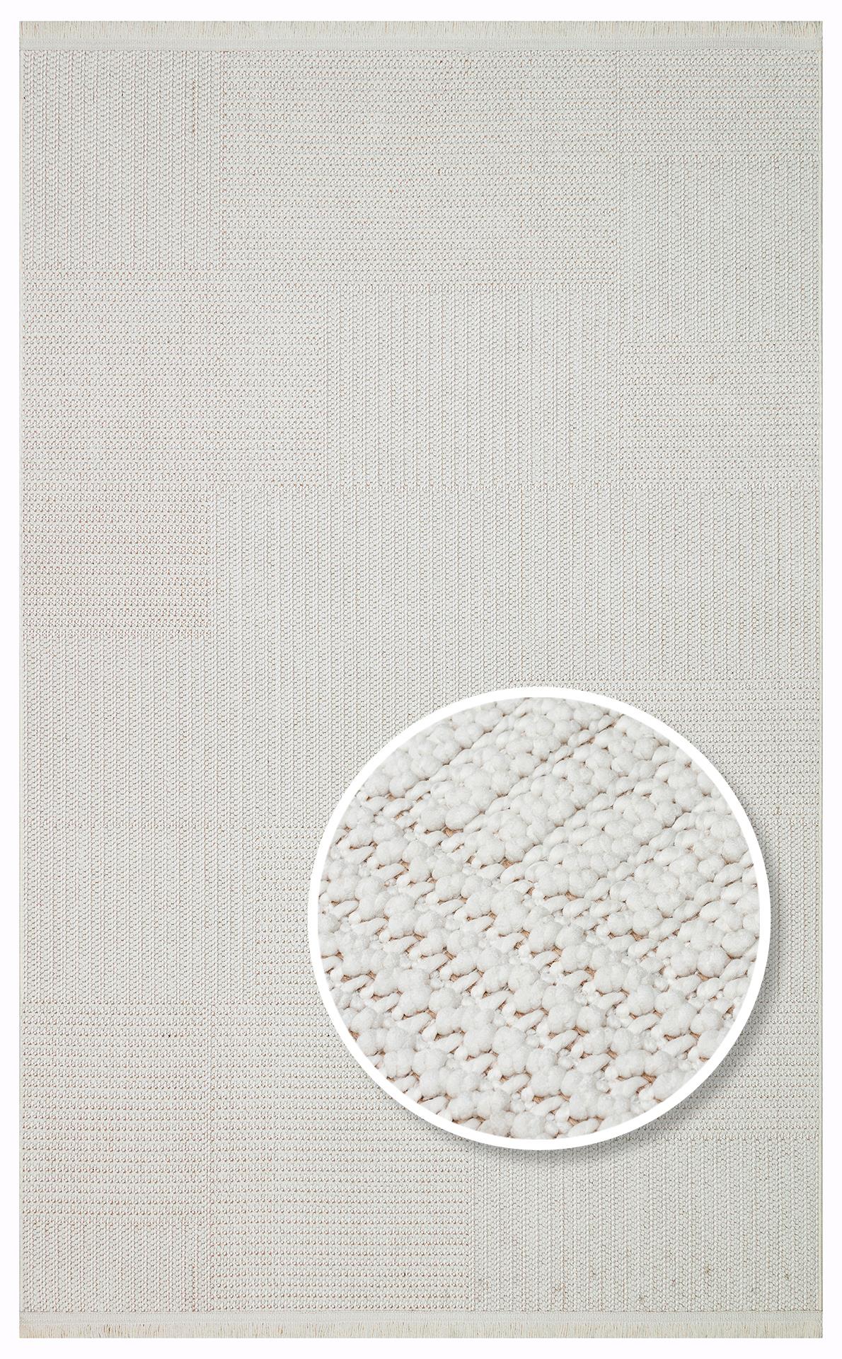 MOTTO MOT 11 WHITE  Yumuşak Tuşeli Örgü Dokuma Modern Makine Halısı