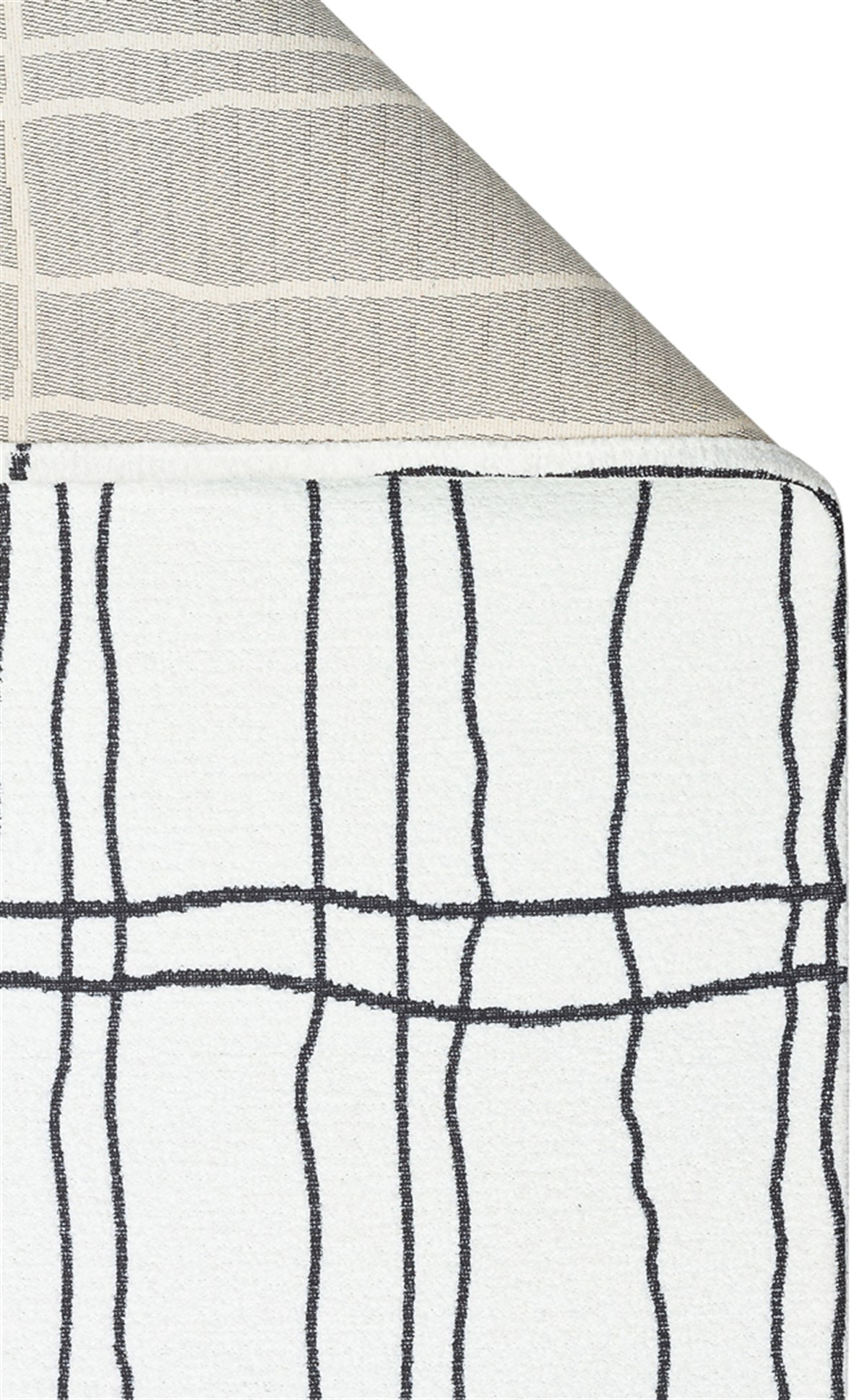 NEVADA NVD 05 WHITE BLACK  Özel Moroccon Tuşeli Hav Toz Vermez Kaymaz Tabanlı İnce Dokuma Modern Halı