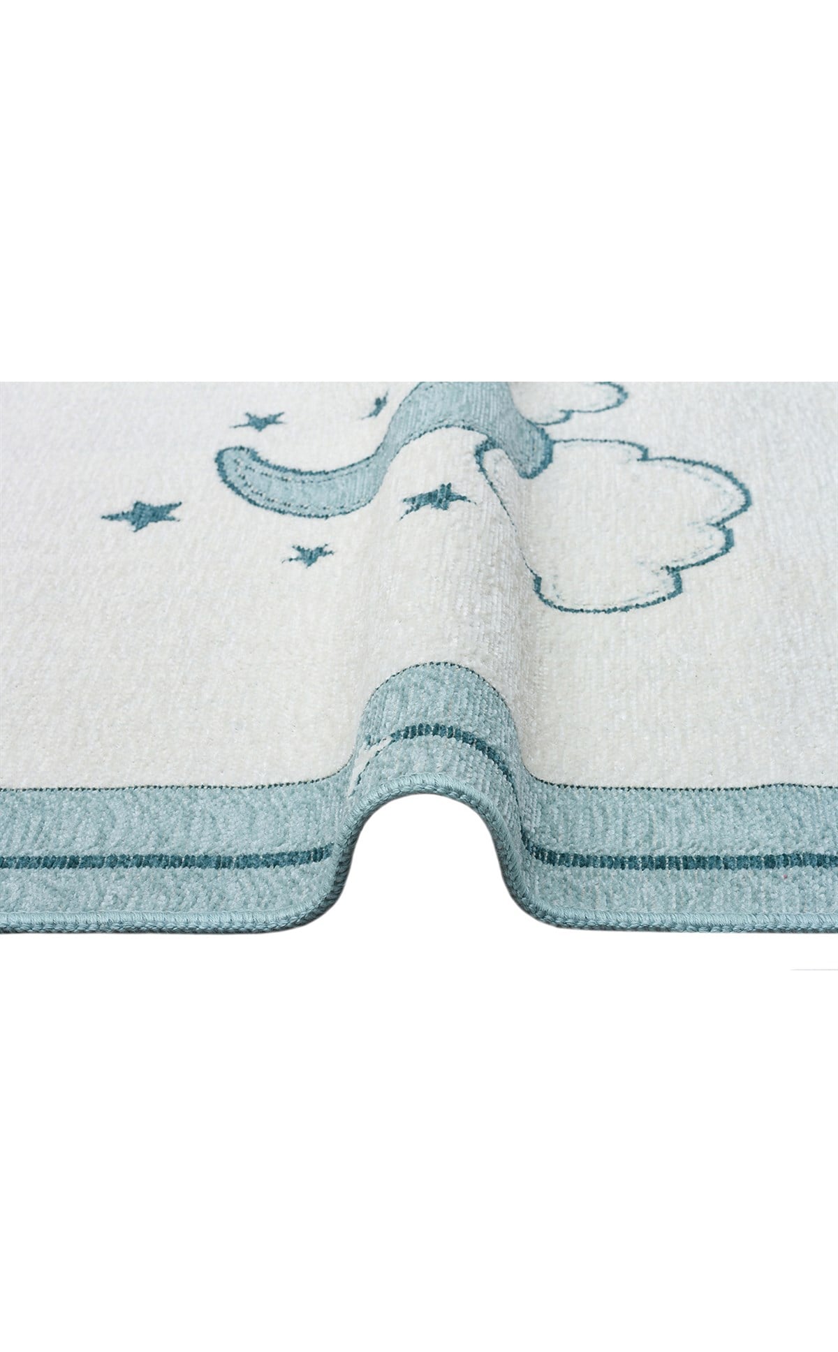 NOA BABY NB 01 BLUE  Yıkanabilir Çift Taraflı Yumuşak Dokulu İnce Çocuk-Bebek Odası Halısı