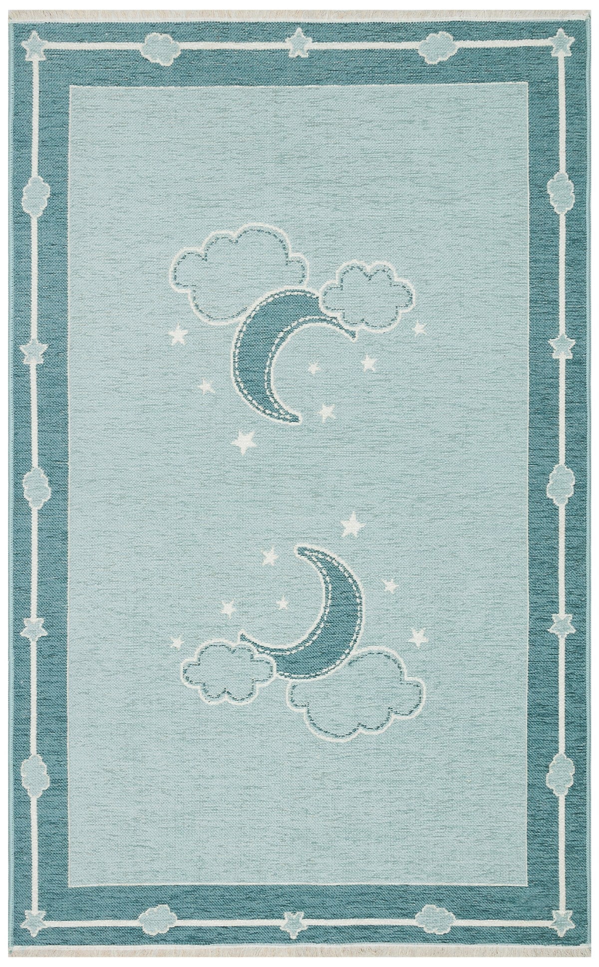 NOA BABY NB 01 BLUE  Yıkanabilir Çift Taraflı Yumuşak Dokulu İnce Çocuk-Bebek Odası Halısı