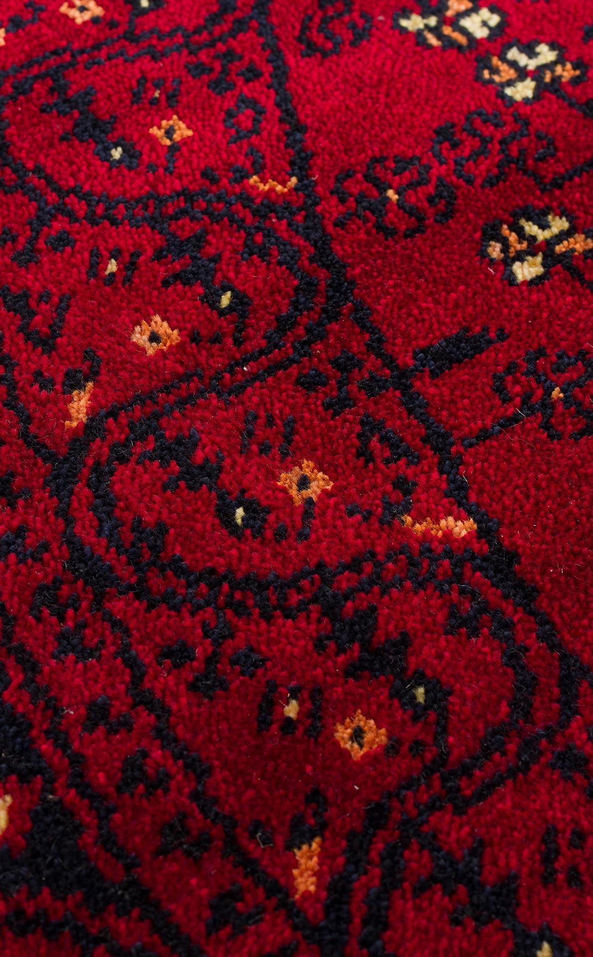 NOSTALJI 959 RED Q  Afgan / Yağcıbedir Desenli El Emeği ile Özel Tezgahlarda Üretilen Tensel Uşak Halısı