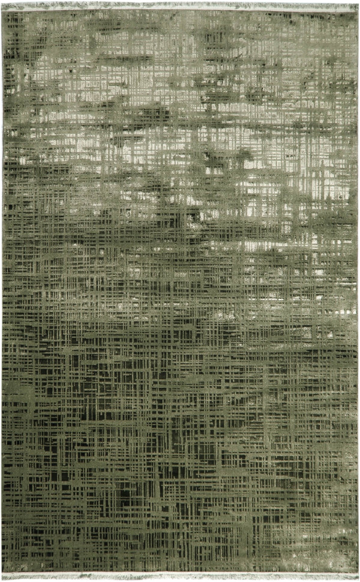 PALERMO PL 01 D.GREEN  Bambu Viskon ve Floş ile Üretilen İpeksi Parlak Sade Desenli Dokuma Halı