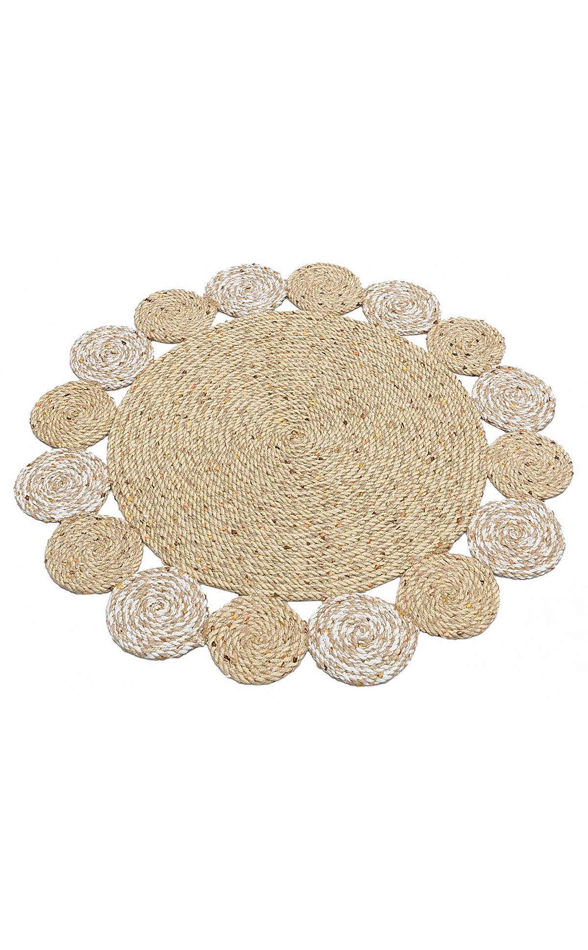 PATNA PTN 03 NATURAL WHITE  Jüt Hasır Görünümlü Hav Toz Vermez Örgü Halı