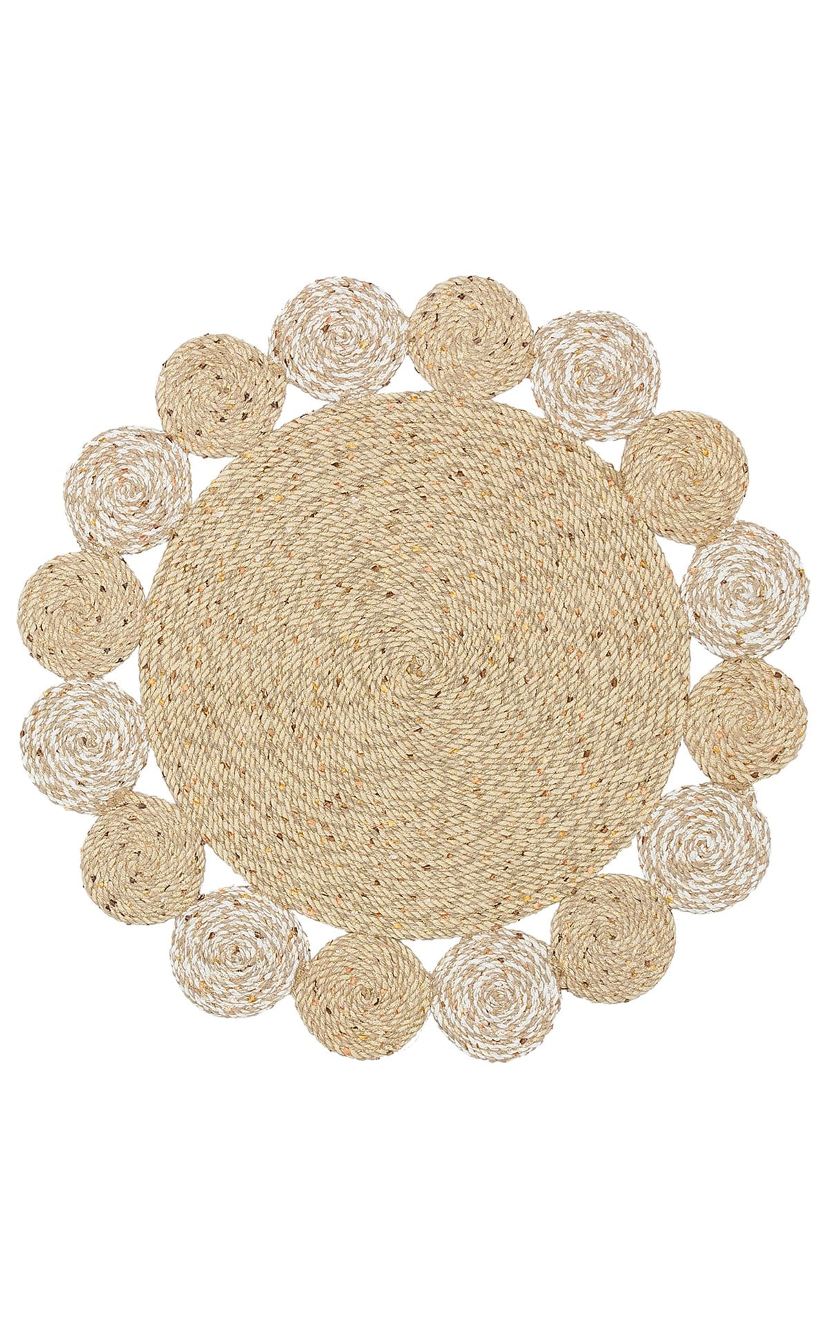 PATNA PTN 03 NATURAL WHITE  Jüt Hasır Görünümlü Hav Toz Vermez Örgü Halı