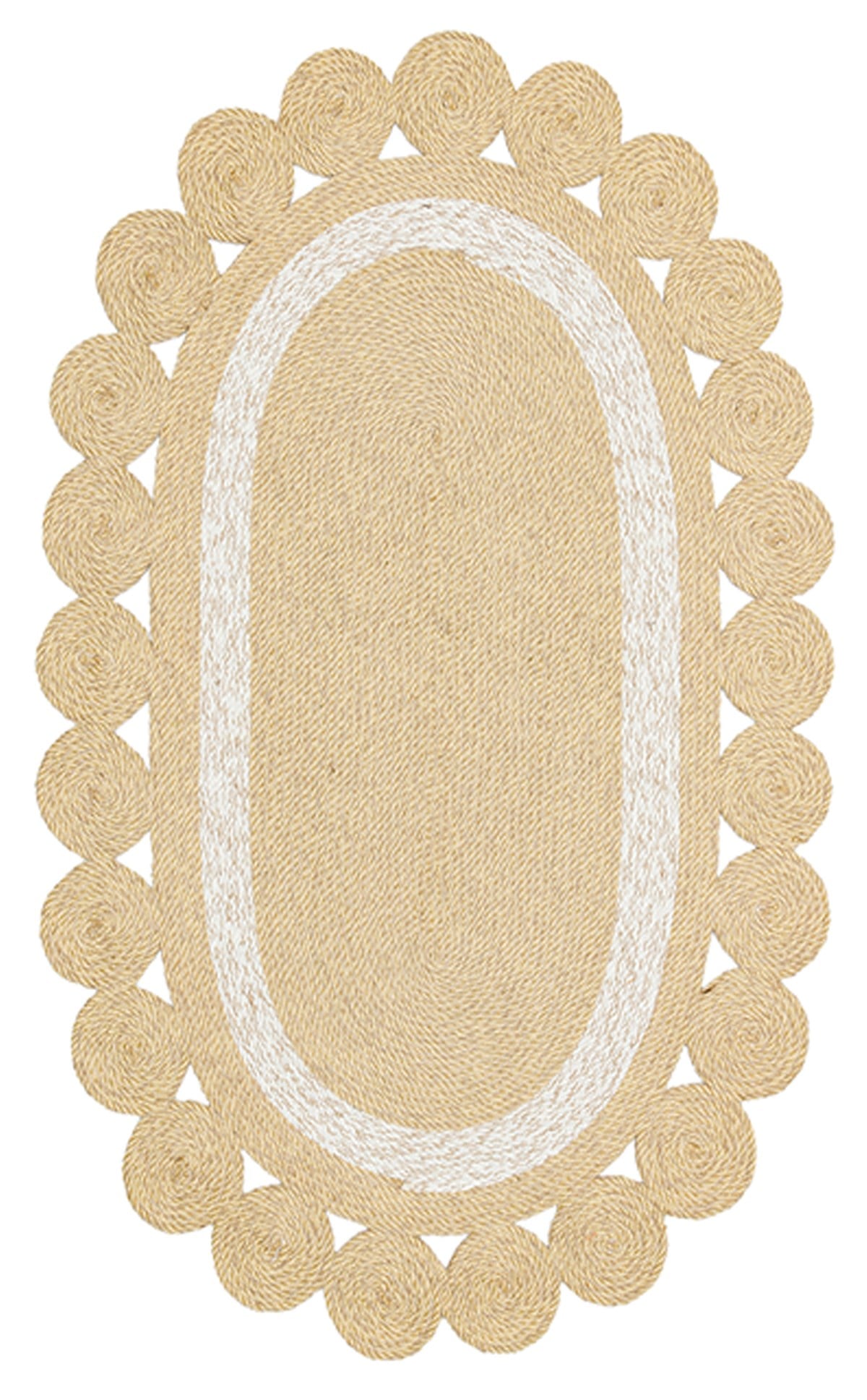 PATNA PTN 04 NATURAL WHITE  Jüt Hasır Görünümlü Hav Toz Vermez Örgü Halı