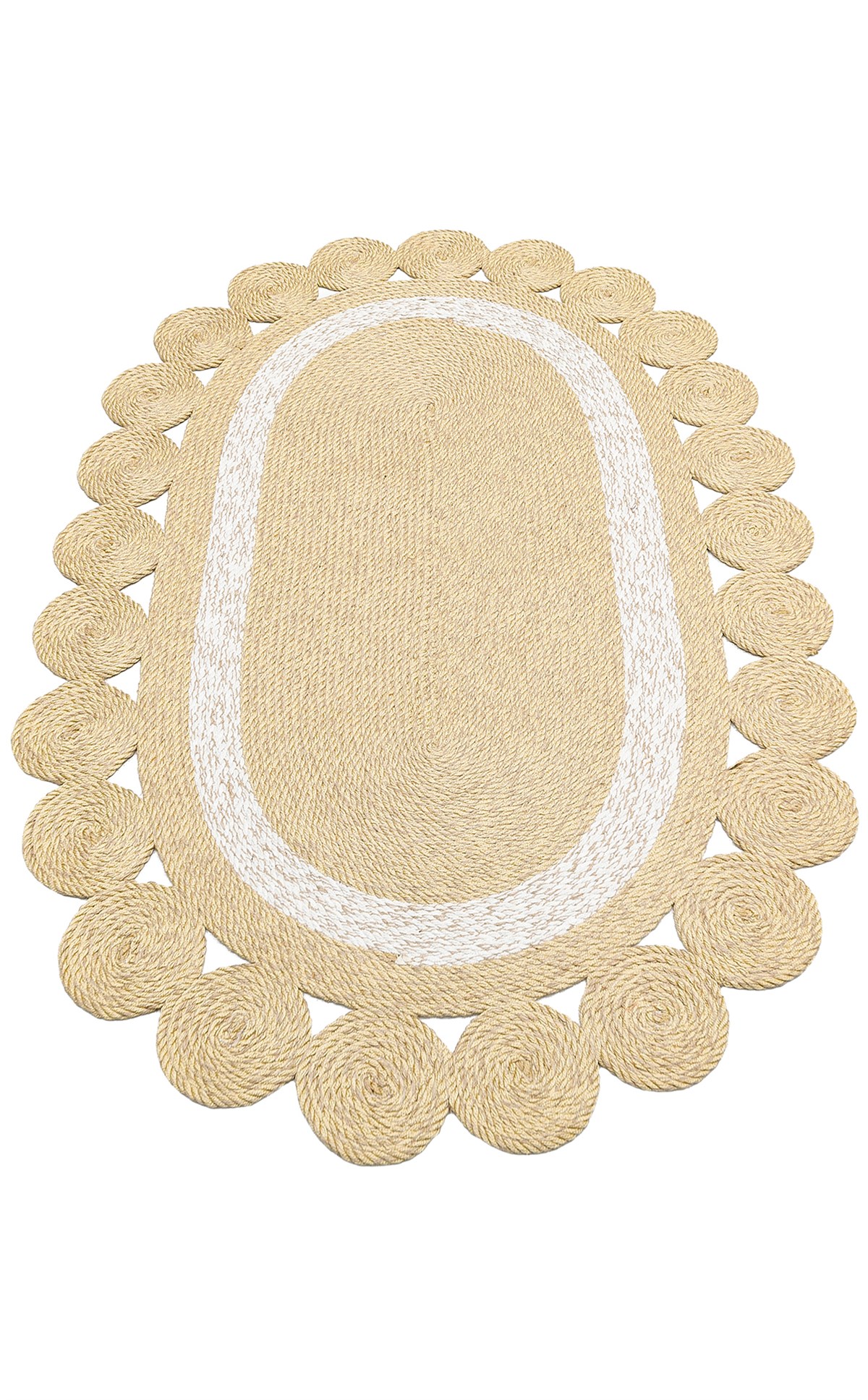 PATNA PTN 04 NATURAL WHITE  Jüt Hasır Görünümlü Hav Toz Vermez Örgü Halı