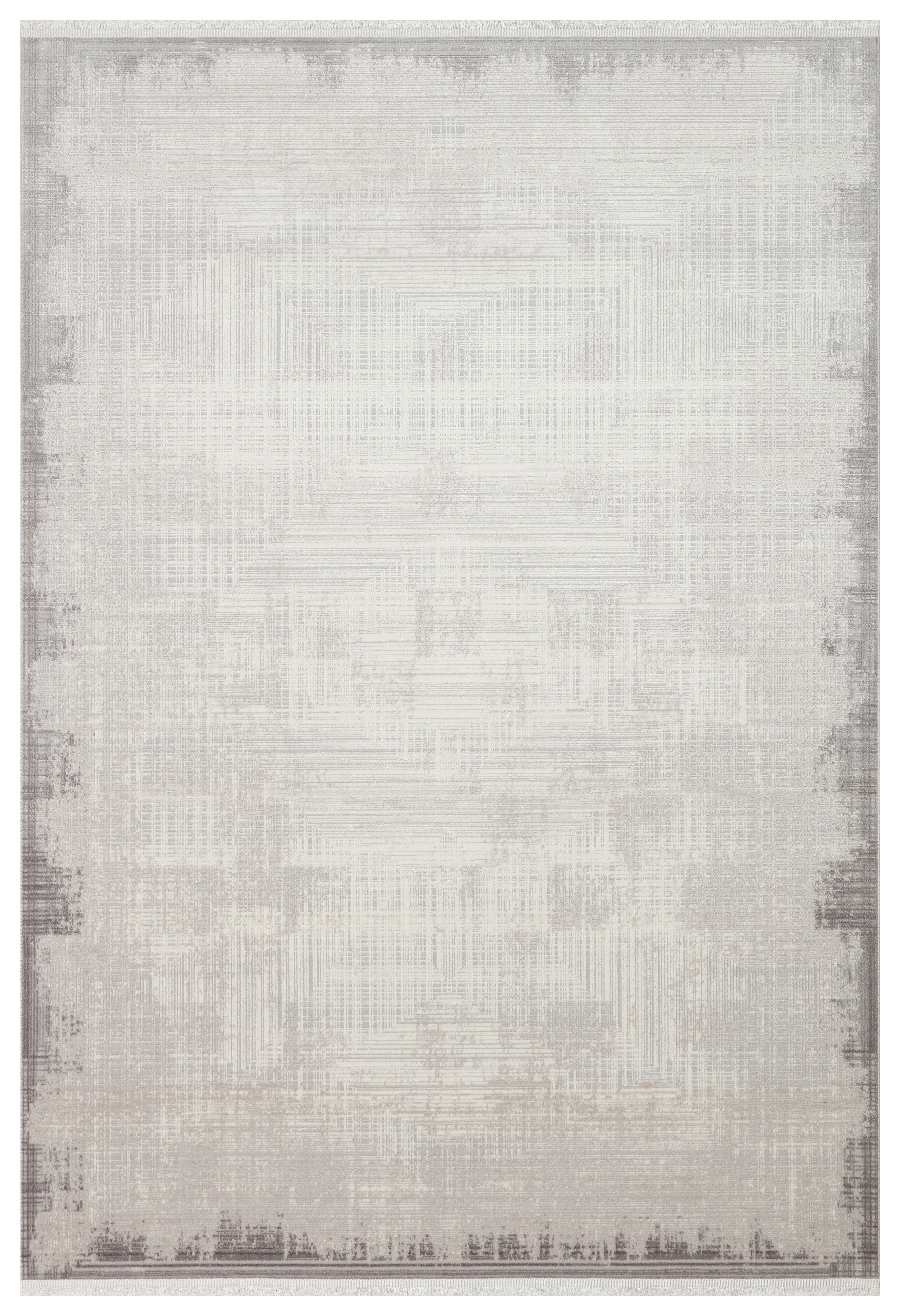 PERA PERA 01 GREY  Yıkanabilir Modern Desenli Kaymaz Tabanlı Akrilik Makine Halısı
