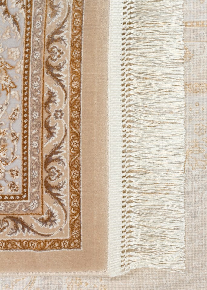 PERSIAN PER 01 BEIGE  Klasik Desenli Yüksek Kalite Sıkı ve İnce Dokuma Yaklaşık 3 Milyon Point Makine Halısı