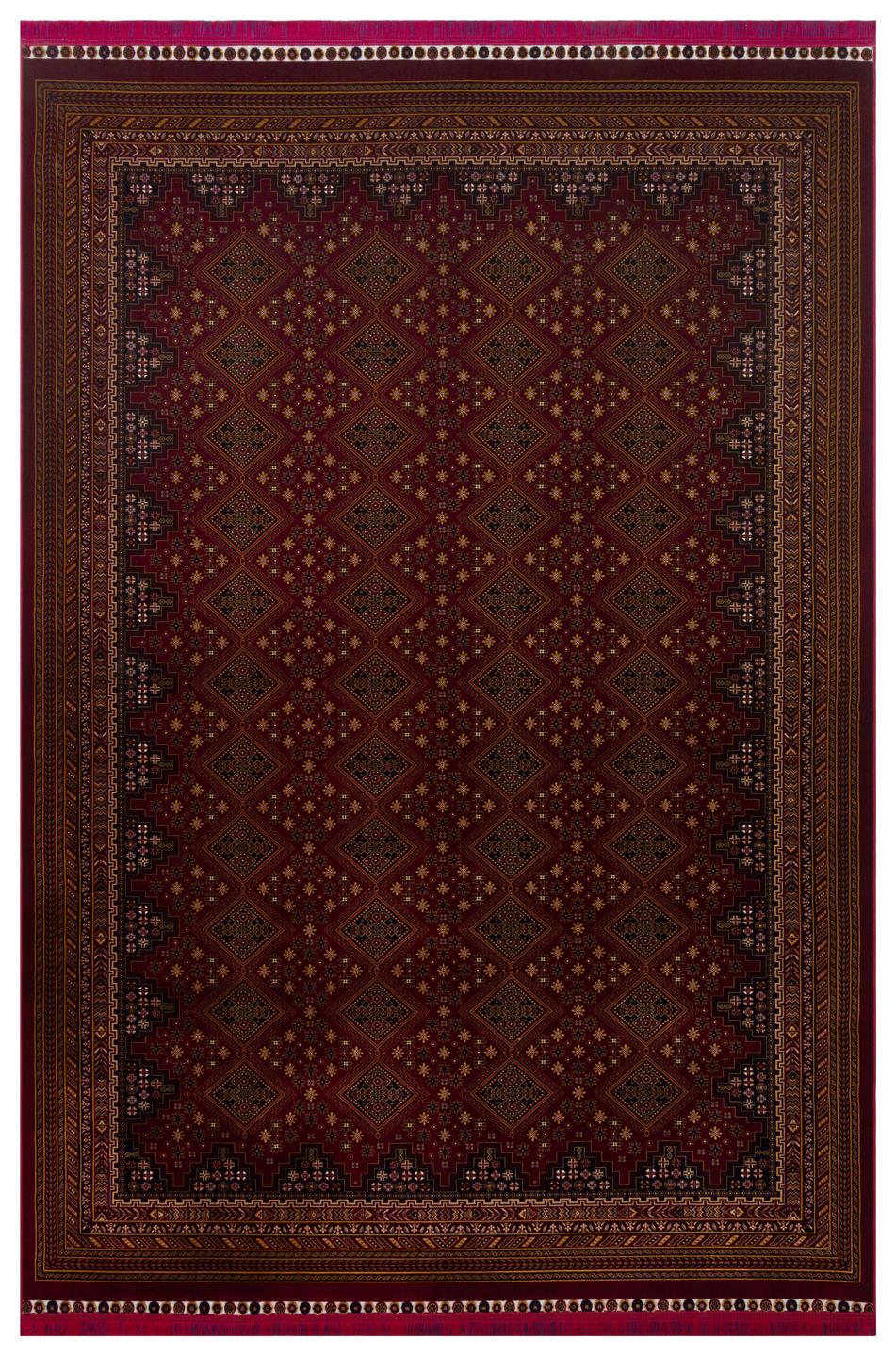 SATEEN AFGHAN SFG 01 RED  Yıkanabilir Afgan Desenli Hav Toz Vermeyen Kaymaz Tabanlı Sık Dokuma Halı