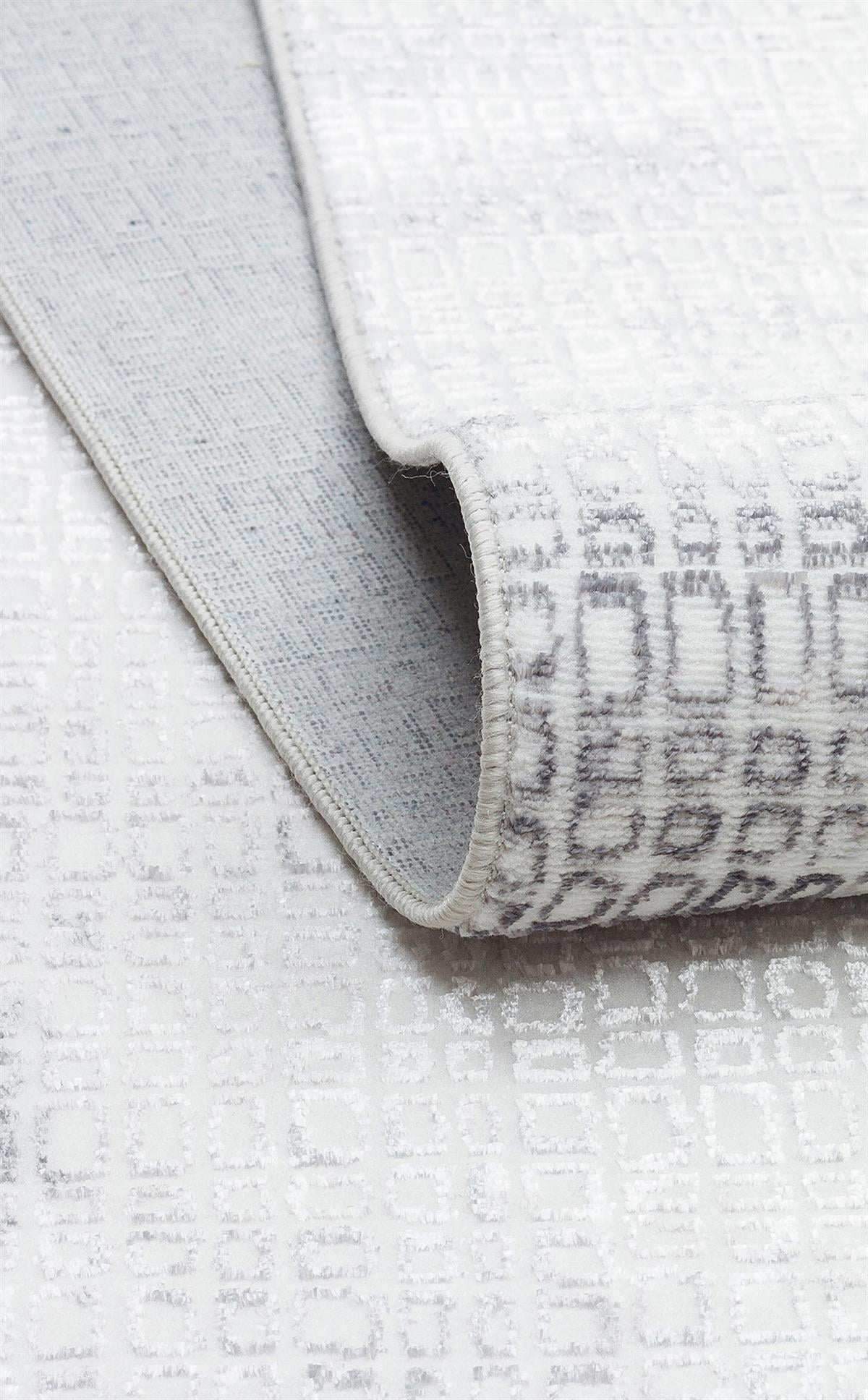 SATEEN ST 108 CREAM GREY  Yıkanabilir Kaymaz Tabanlı Hav Vermez Sık Dokuma Modern Halı