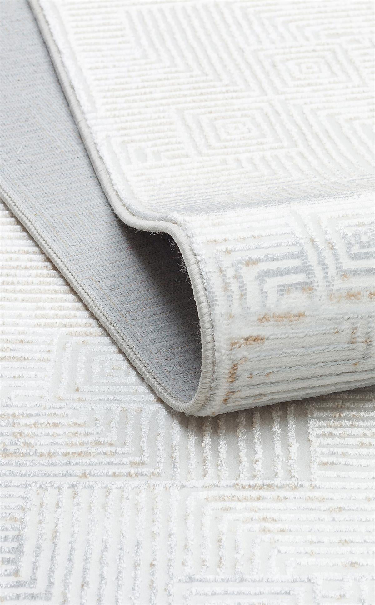 SATEEN ST 109 CREAM BEIGE  Yıkanabilir Kaymaz Tabanlı Hav Vermez Sık Dokuma Modern Halı