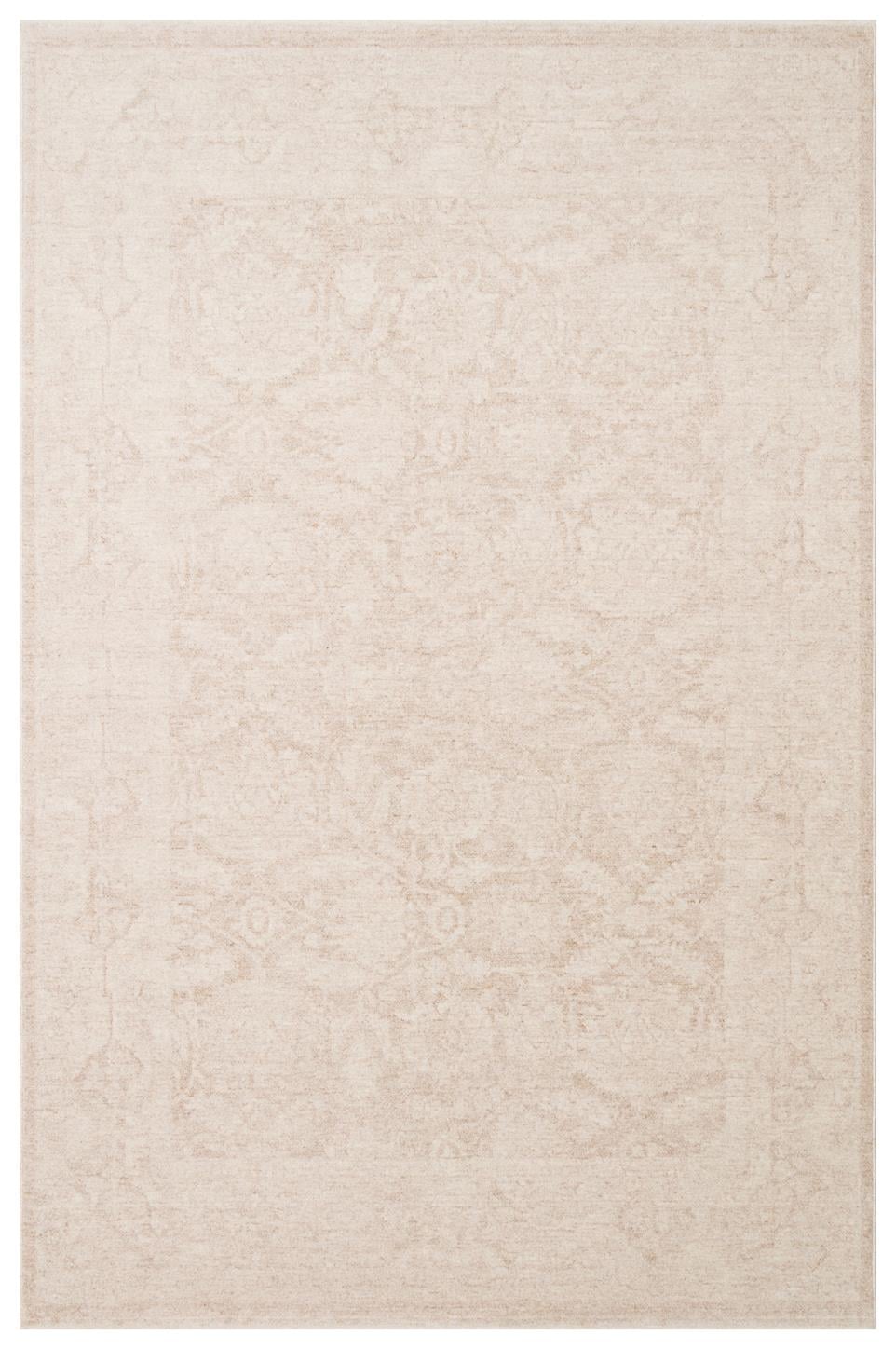 SHIRAZ SHR 01 CREAM  Vintage Eskitme Desenli Modern Yumuşak Dokulu Makine Halısı