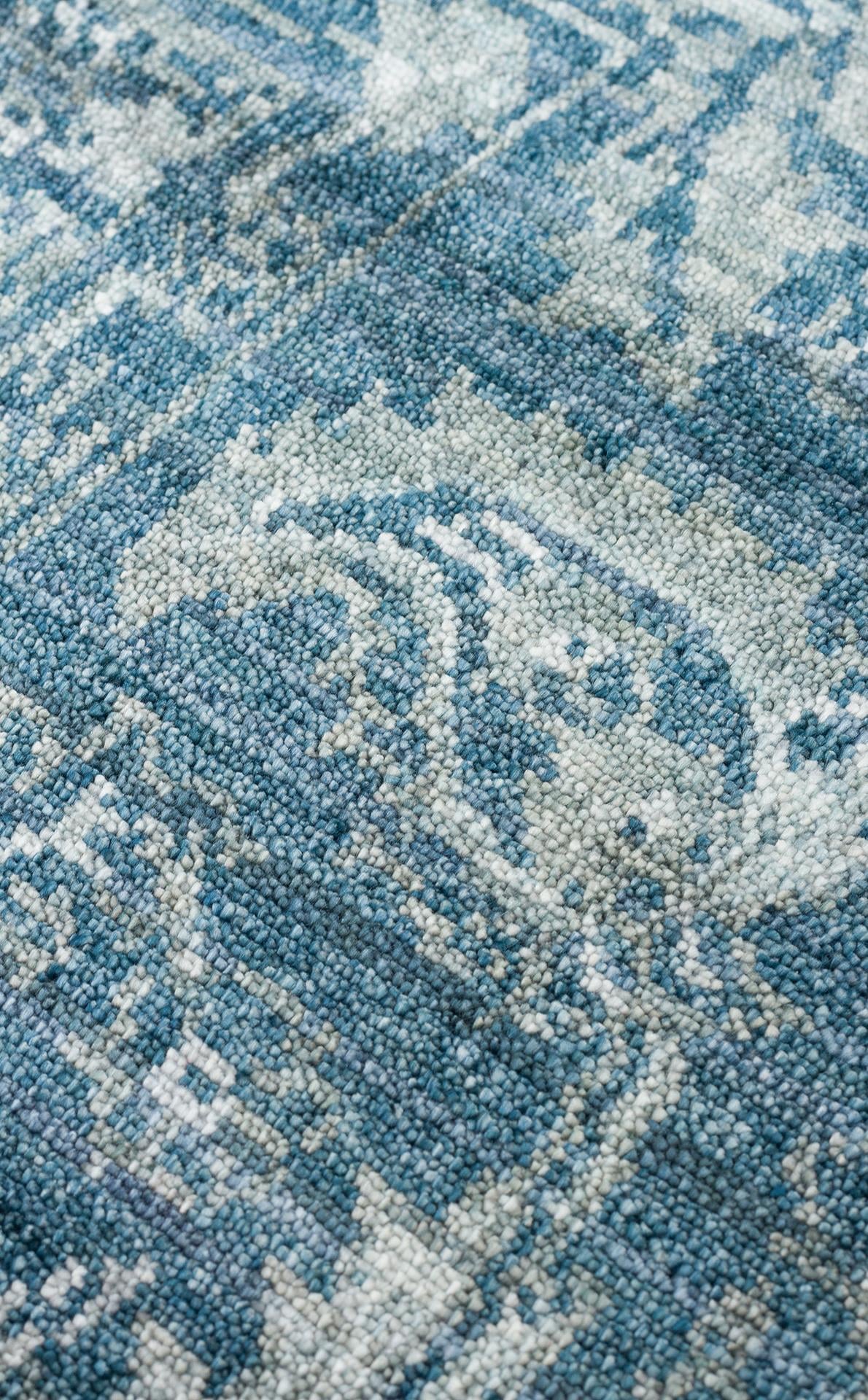 TAFTAN TF 02 NAVY  Pakistan Overdyed Tarzı Özel Hav Vermeyen ve El Emeği ile Özel Tezgahlarda Üretilen Uşak Halısı