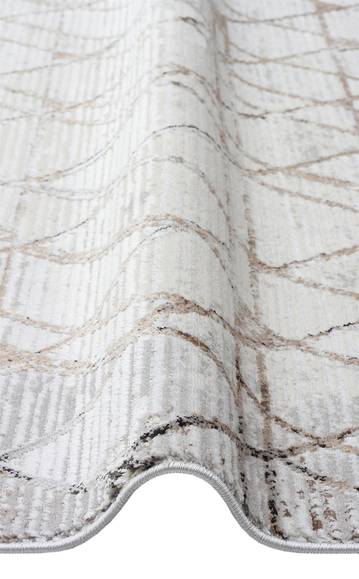 TALYA TLY 01 GREY BEIGE  Parlak Dokulu Modern Desen ve Renkli Metalik Işıltılı Makine Halısı