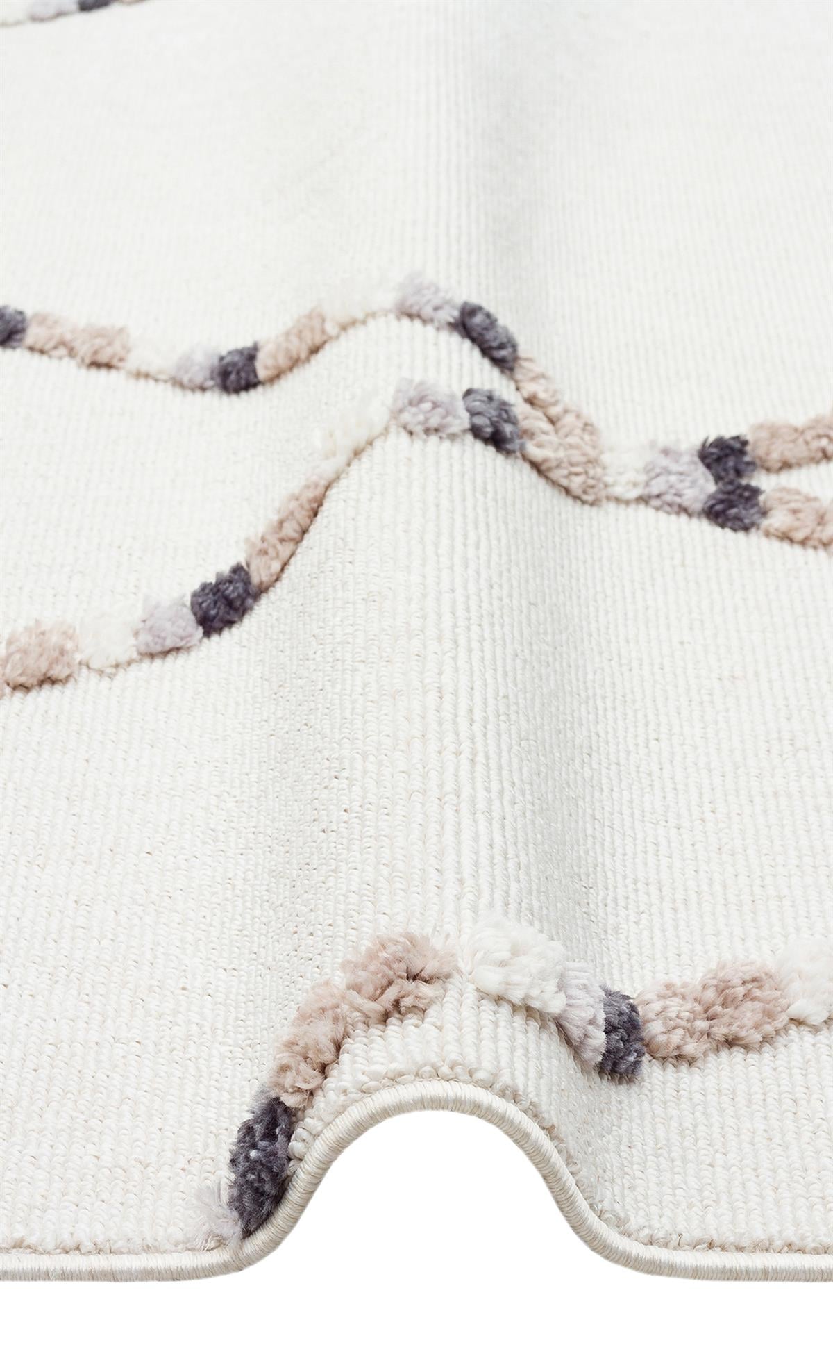 TERAZZO TRZ 04 WHITE BEIGE  Hav Toz Vermez Yumuşak Dokulu Etnik Örgü Desenlere Sahip Modern İskindinav Halı