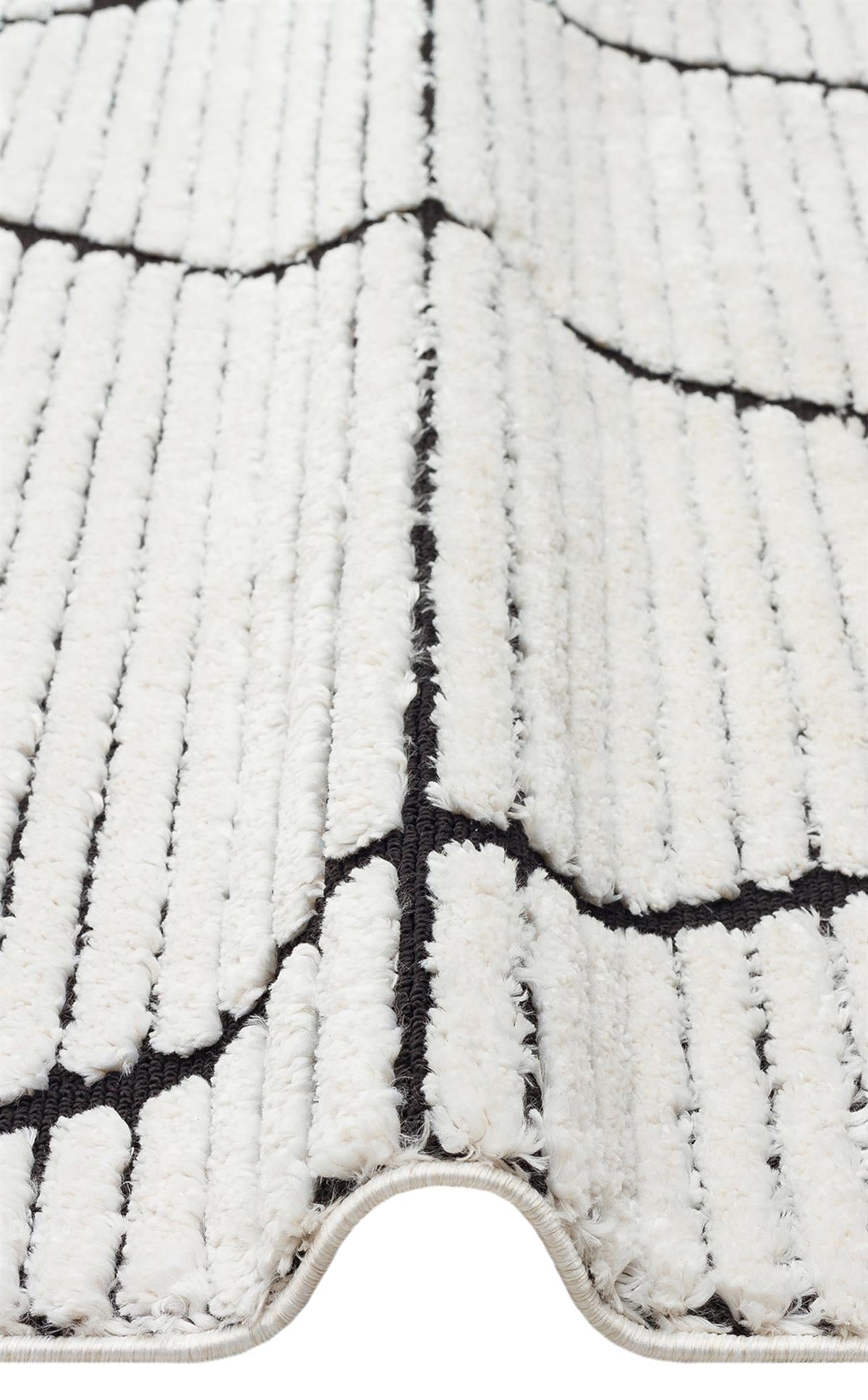 TERAZZO TRZ 07 WHITE BLACK  Hav Toz Vermez Yumuşak Dokulu Etnik Örgü Desenlere Sahip Modern İskindinav Halı