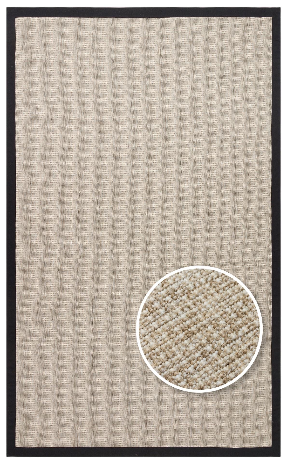 VENTURA VNT 2703 L.BEIGE BRD BLACK  İç ve Dış Mekan Kullanımına Uygun Hav Vermeyen Kolay Temizlenebilir Sisal Görünümlü Halı