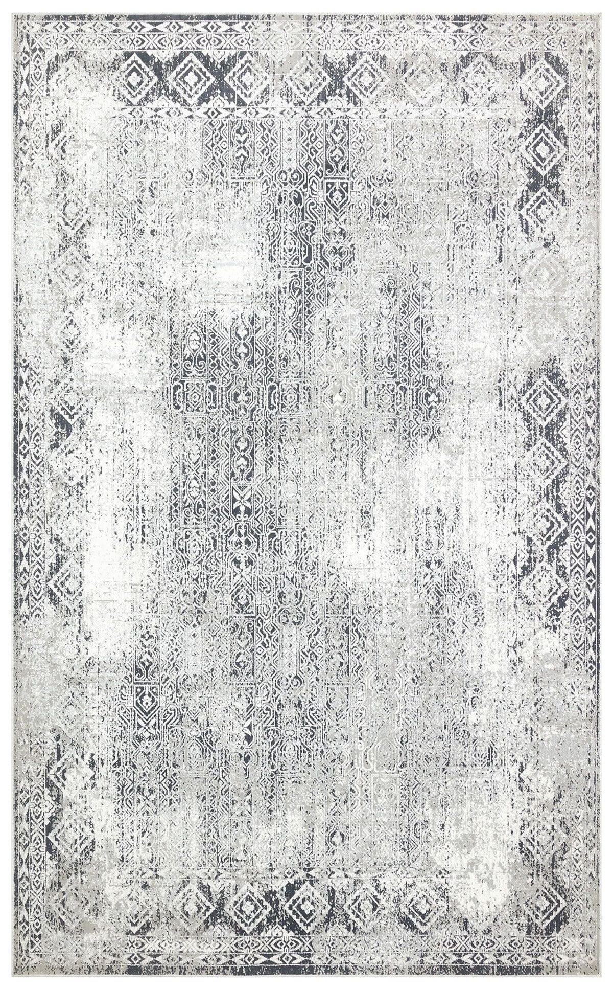 VERONA VR 08 GREY BLACK XW  Yumuşak İpeksi Tuşeli Yüksek Alçak Oymalı Modern İnce Makine Halısı