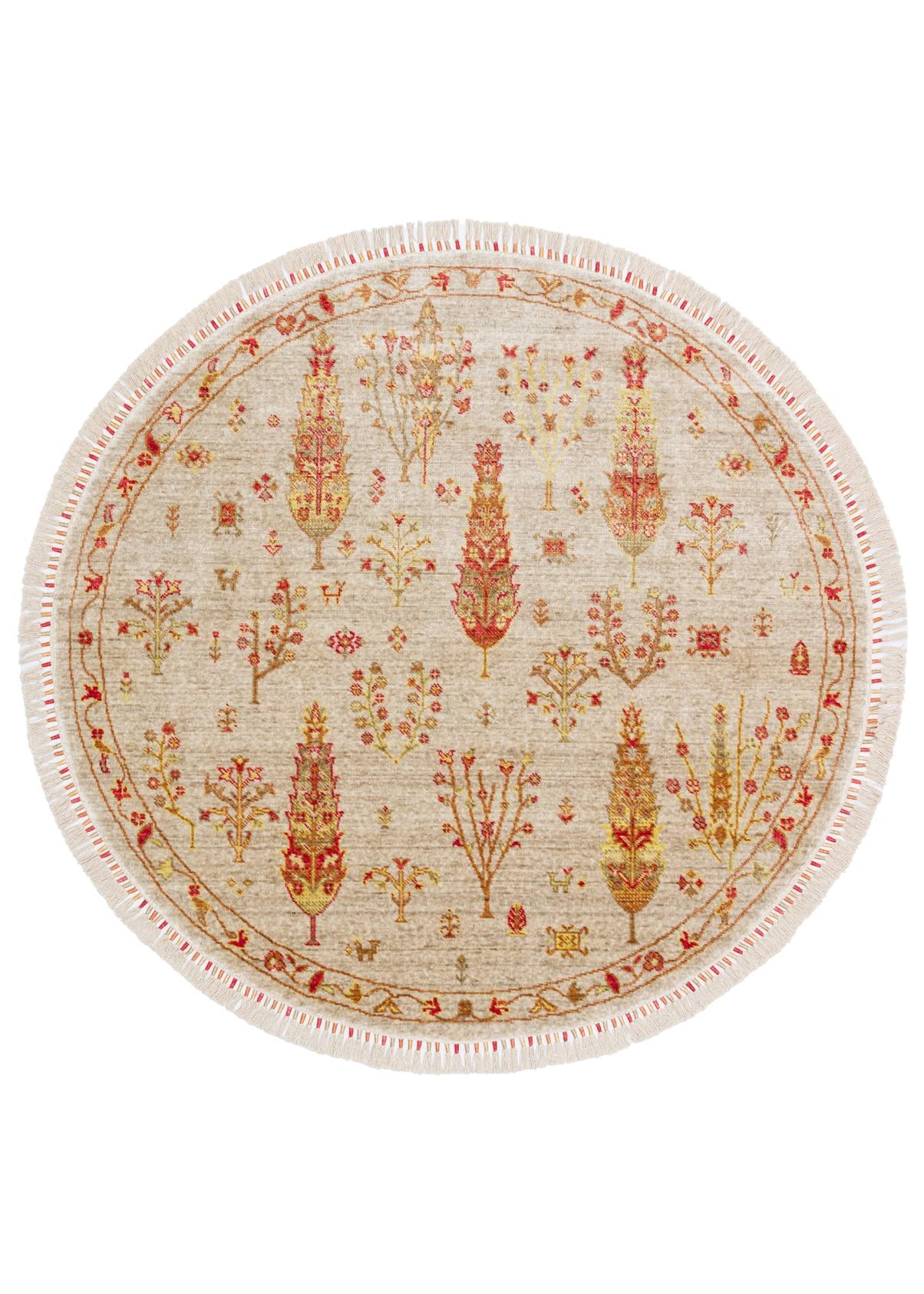 ZARA ZR 08 BEIGE AUTUMN Q Otantik Desenli Özel Hav Vermeyen ve Kolay Temizlenebilir Bambu Viskonu Kullanılarak El Emeği ile Özel Tezgahlarda Üretilen Modern Uşak Halısı 