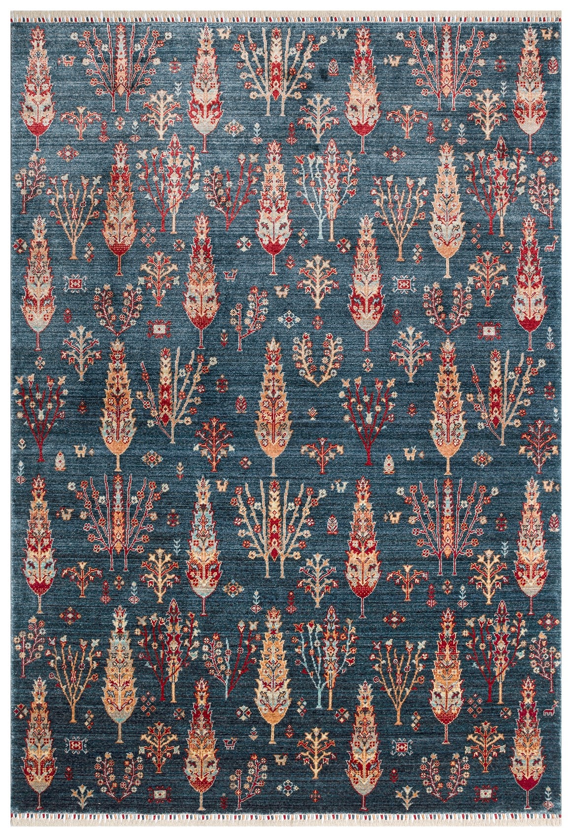 ZARA ZR 08 NAVY TURQUOISE Otantik Desenli Özel Hav Vermeyen ve Kolay Temizlenebilir Tensel Kullanılarak El Emeği ile Özel Tezgahlarda Üretilen Modern Uşak Halısı 