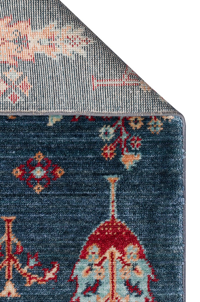 ZARA ZR 08 NAVY TURQUOISE Otantik Desenli Özel Hav Vermeyen ve Kolay Temizlenebilir Tensel Kullanılarak El Emeği ile Özel Tezgahlarda Üretilen Modern Uşak Halısı 