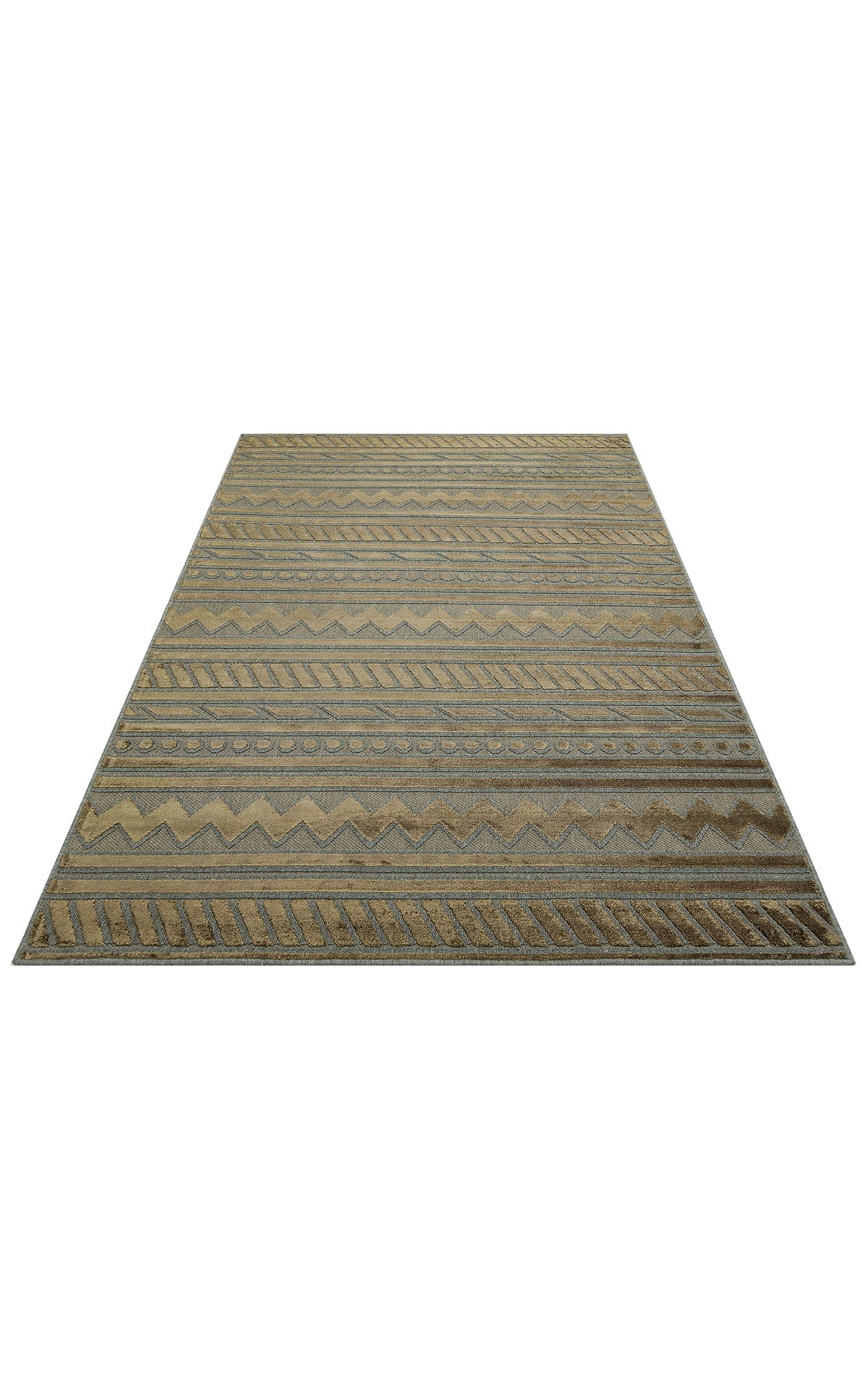 ZENITH DYED ZNT 06 GREEN DYED  Yüksek Alçak Dokulu Naturel Yün ve Viskon Modern Dokuma Halı