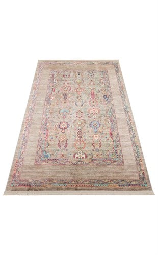 ANTIQUE ATK 07 OLIVE  Kolay kullanımlı Kaymaz Karabağ ve Antik Desenlere Sahip Yıkanabilir Makine Halısı