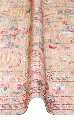 ANTIQUE ATK 08 BEIGE  Kolay kullanımlı Kaymaz Karabağ ve Antik Desenlere Sahip Yıkanabilir Makine Halısı