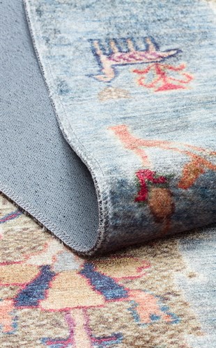 ANTIQUE ATK 09 AQUA  Kolay kullanımlı Kaymaz Karabağ ve Antik Desenlere Sahip Yıkanabilir Makine Halısı