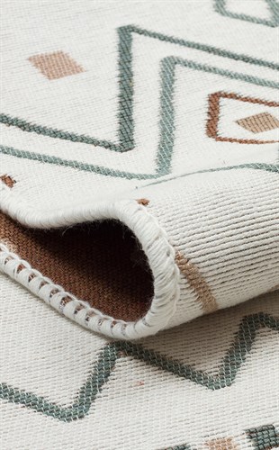 ARYA AR 05 BEIGE BLUE  Yıkanabilir Çift Taraflı Modern Desenli Dokuma Kilim