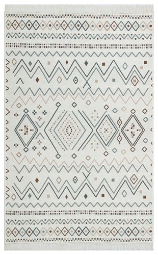 ARYA AR 05 BEIGE BLUE  Yıkanabilir Çift Taraflı Modern Desenli Dokuma Kilim