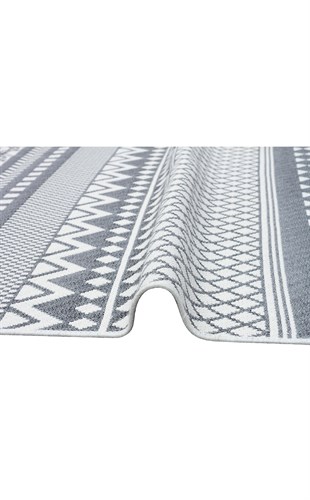 ARYA AR 07 GREY  Yıkanabilir Çift Taraflı Modern Desenli Dokuma Kilim
