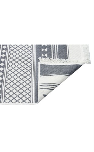 ARYA AR 07 GREY  Yıkanabilir Çift Taraflı Modern Desenli Dokuma Kilim