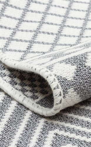ARYA AR 07 GREY  Yıkanabilir Çift Taraflı Modern Desenli Dokuma Kilim