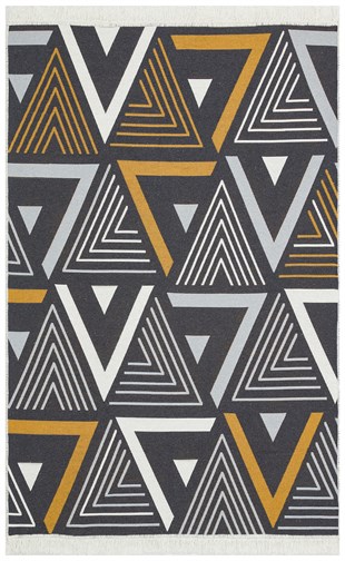ARYA AR 18 YELLOW GREY  Yıkanabilir Çift Taraflı Modern Desenli Dokuma Kilim
