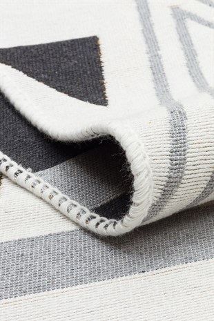 ARYA AR 18 YELLOW GREY  Yıkanabilir Çift Taraflı Modern Desenli Dokuma Kilim