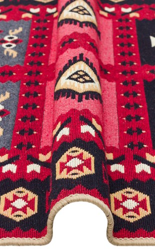 ARYA AR 28 RED  Yıkanabilir Çift Taraflı Modern Desenli Dokuma Kilim