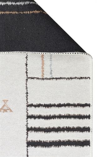 ARYA AR 41 CREAM BLACK  Yıkanabilir Çift Taraflı Modern Desenli Dokuma Kilim