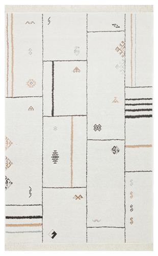 ARYA AR 41 CREAM BLACK  Yıkanabilir Çift Taraflı Modern Desenli Dokuma Kilim