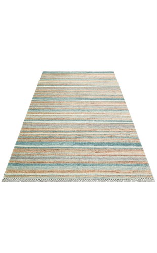 ASOS AS 04 BLUE  Jüt Hasır Görünümlü Hav Toz Vermez Çift Taraflı Yıkanabilir Kilim