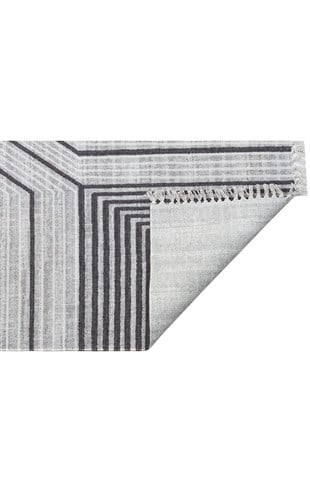 ASOS AS 05 GREY  Jüt Hasır Görünümlü Hav Toz Vermeyen Çift Taraflı Kullanılabilen Yıkanabilir Kilimler