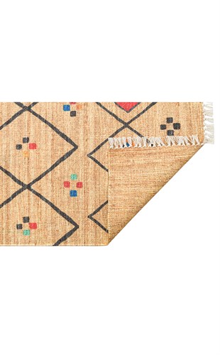 ASOS AS 07 MULTY  Jüt Hasır Görünümlü Hav Toz Vermeyen Çift Taraflı Kullanılabilen Yıkanabilir Kilimler