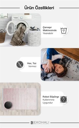 ASOS AS 08 NATURAL GREY  Jüt Hasır Görünümlü Hav Toz Vermeyen Çift Taraflı Kullanılabilen Yıkanabilir Kilimler