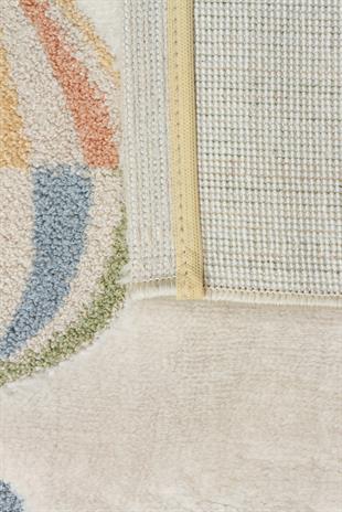 BAMBINO BMB 05 CREAM MULTY  Pastel Renkli Hav ve Toz Vermeyen Çocuk Halısı