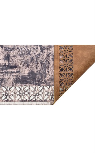 BIANCA BNC 03 MARINE BRONZE  Klasik Ve Modern İşleme ve Oymaya Sahip Parlak Bordürlü Suni Deri Halı