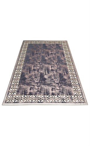 BIANCA BNC 03 MARINE BRONZE  Klasik Ve Modern İşleme ve Oymaya Sahip Parlak Bordürlü Suni Deri Halı