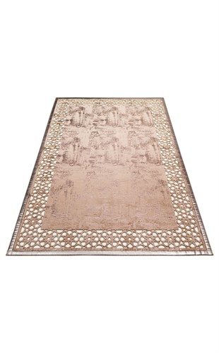 BIANCA BNC 04 VIZON BRONZE  Klasik Ve Modern İşleme ve Oymaya Sahip Parlak Bordürlü Suni Deri Halı