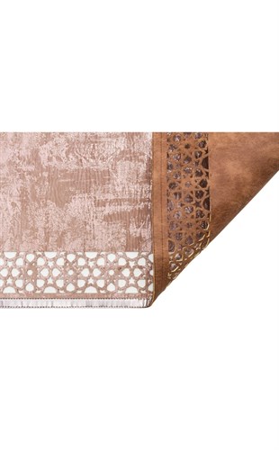 BIANCA BNC 04 VIZON BRONZE  Klasik Ve Modern İşleme ve Oymaya Sahip Parlak Bordürlü Suni Deri Halı