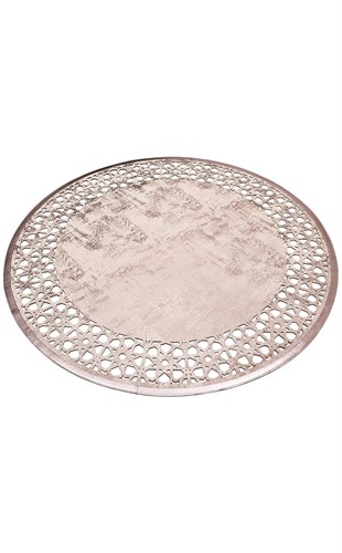 BIANCA BNC 04 VIZON BRONZE Q  Klasik Ve Modern İşleme ve Oymaya Sahip Parlak Bordürlü Suni Deri Halı